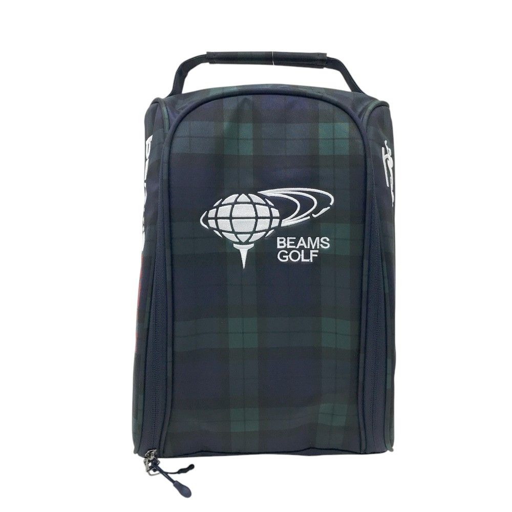BEAMS GOLF ビームスゴルフ シューズケース チェック柄 カーキ系