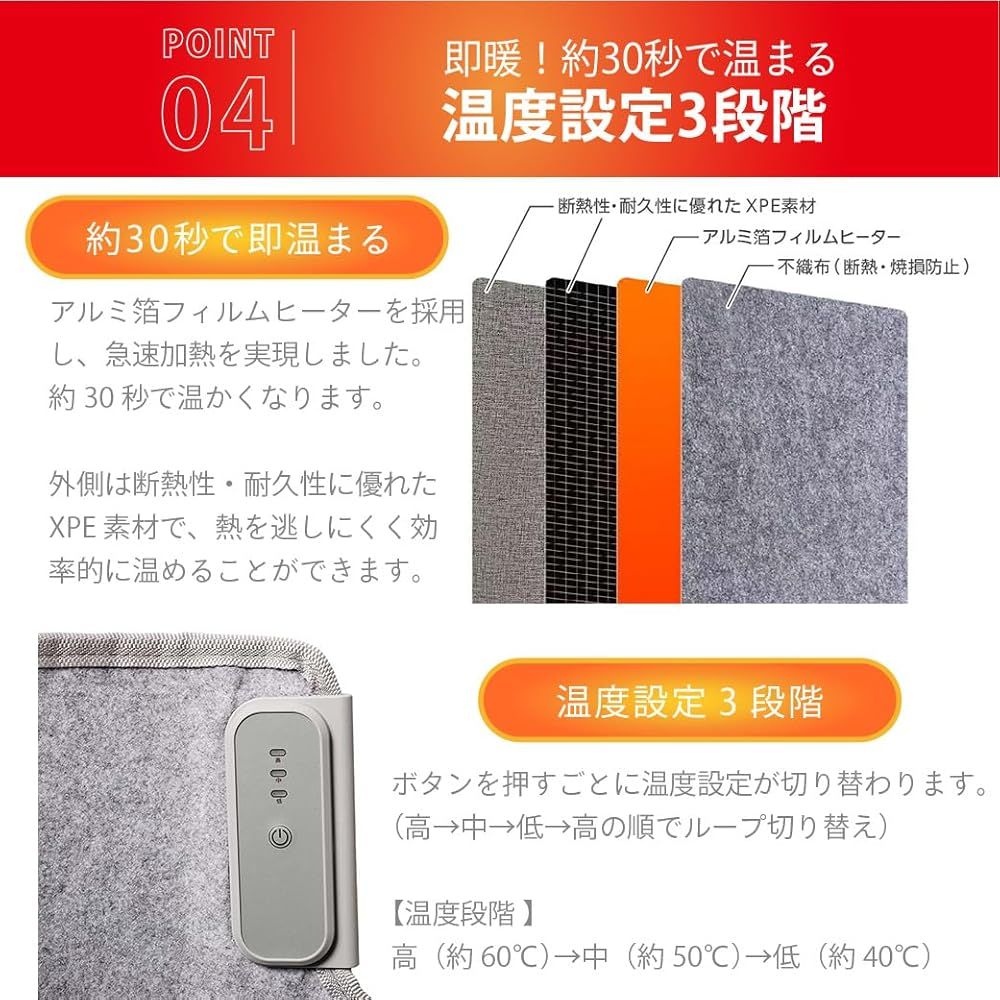 LITHON ライソン 巻くコタツ足暖 SOKUDAN パネルヒーター デスクヒーター 足元ヒーター 約30秒で足元360°暖まる つま先から温まる足裏加熱マット KSHT-002A WWW_KANDAIZUMI_COM