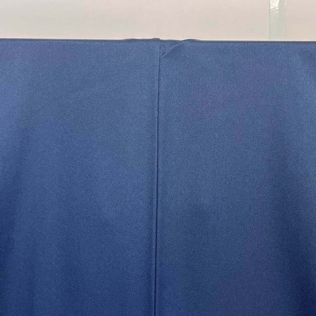 付下げ 四角の中に花模様 流水 椿 菊 萩 金駒刺繍 濃紺色 K-3851  