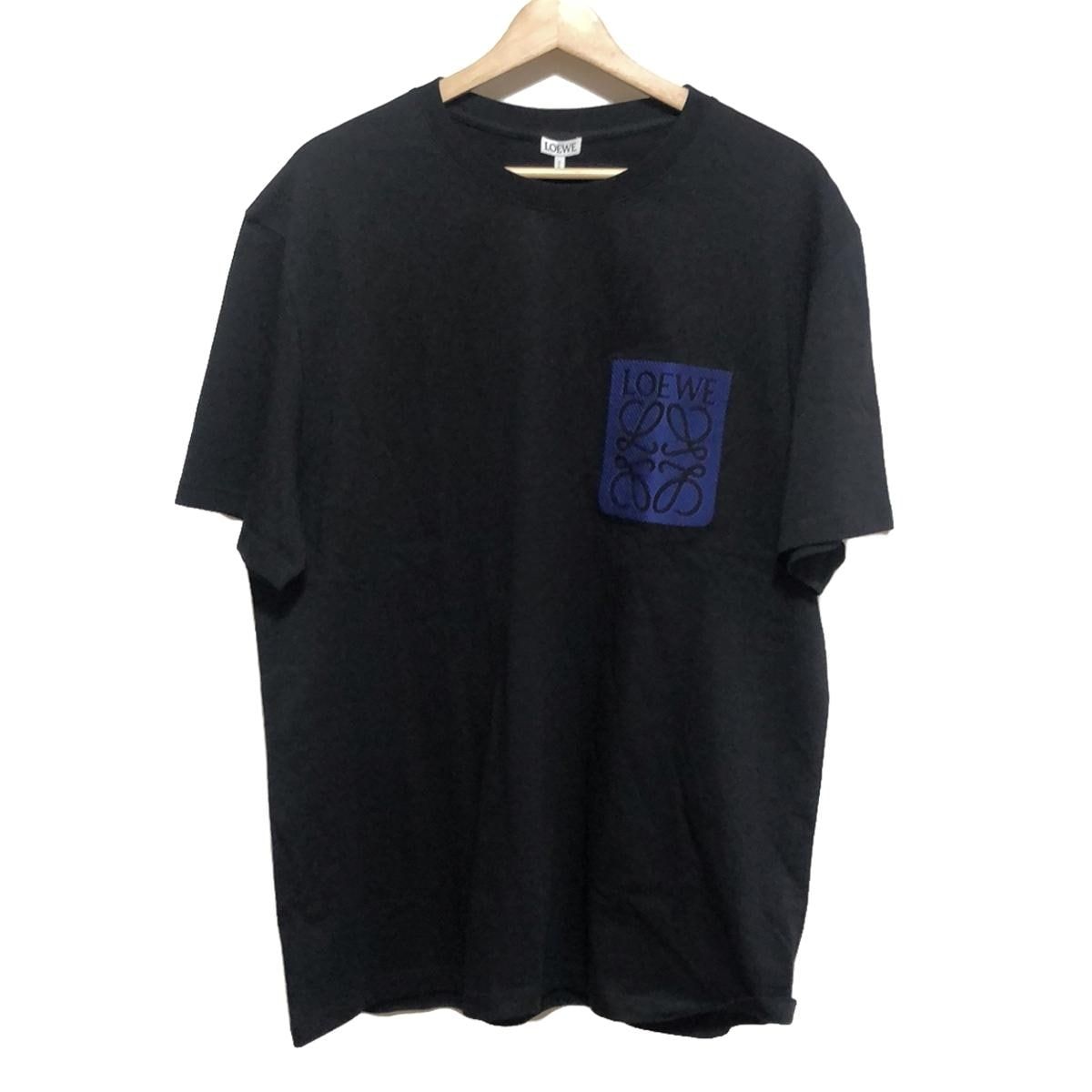 LOEWE(ロエベ) 半袖Tシャツ サイズL メンズ - H526Y22XAT 黒×ブルー クルーネック/アナグラム - メルカリ