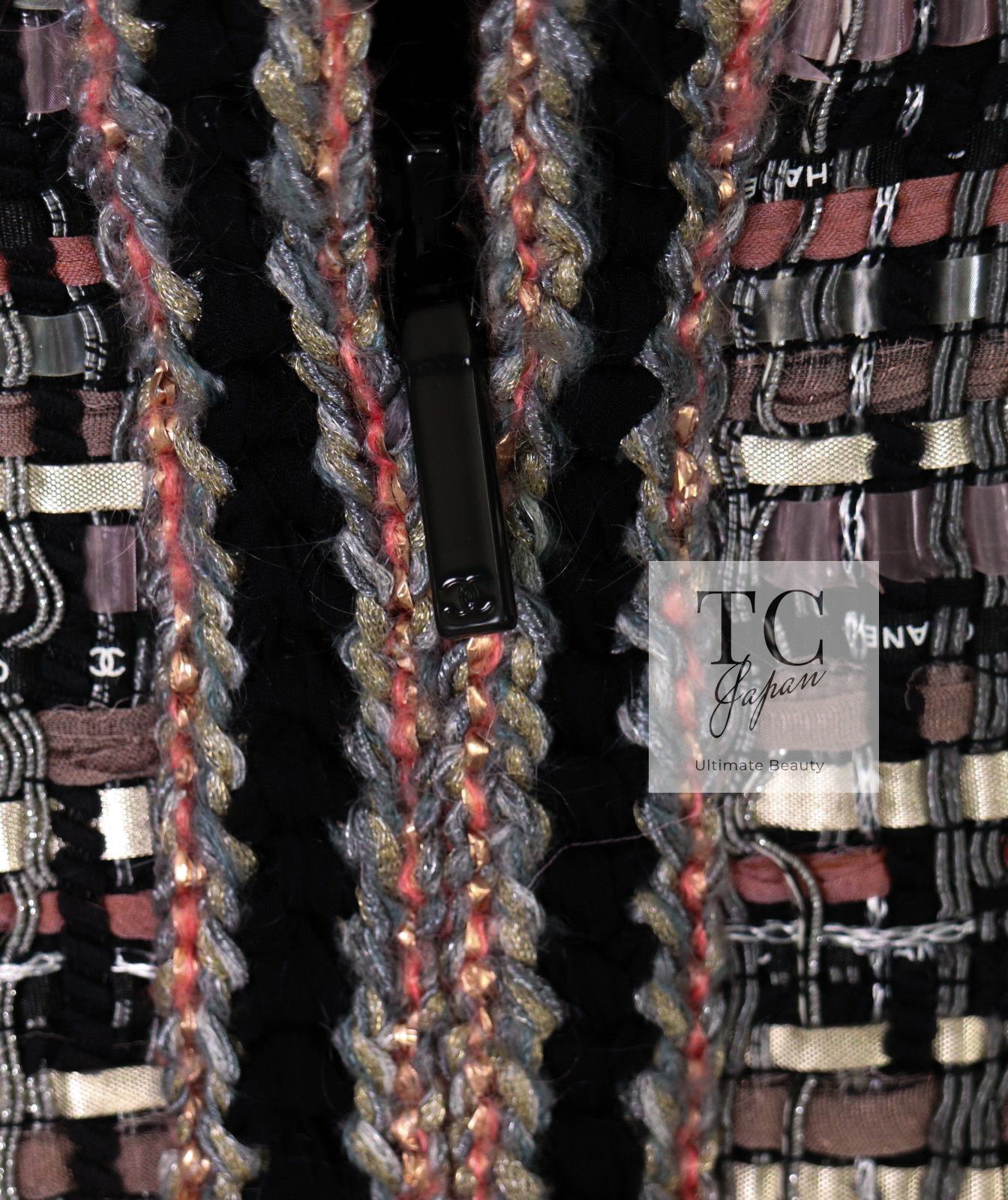 シャネル ジャケット CHANEL ブラック グレー ピンク シルバー