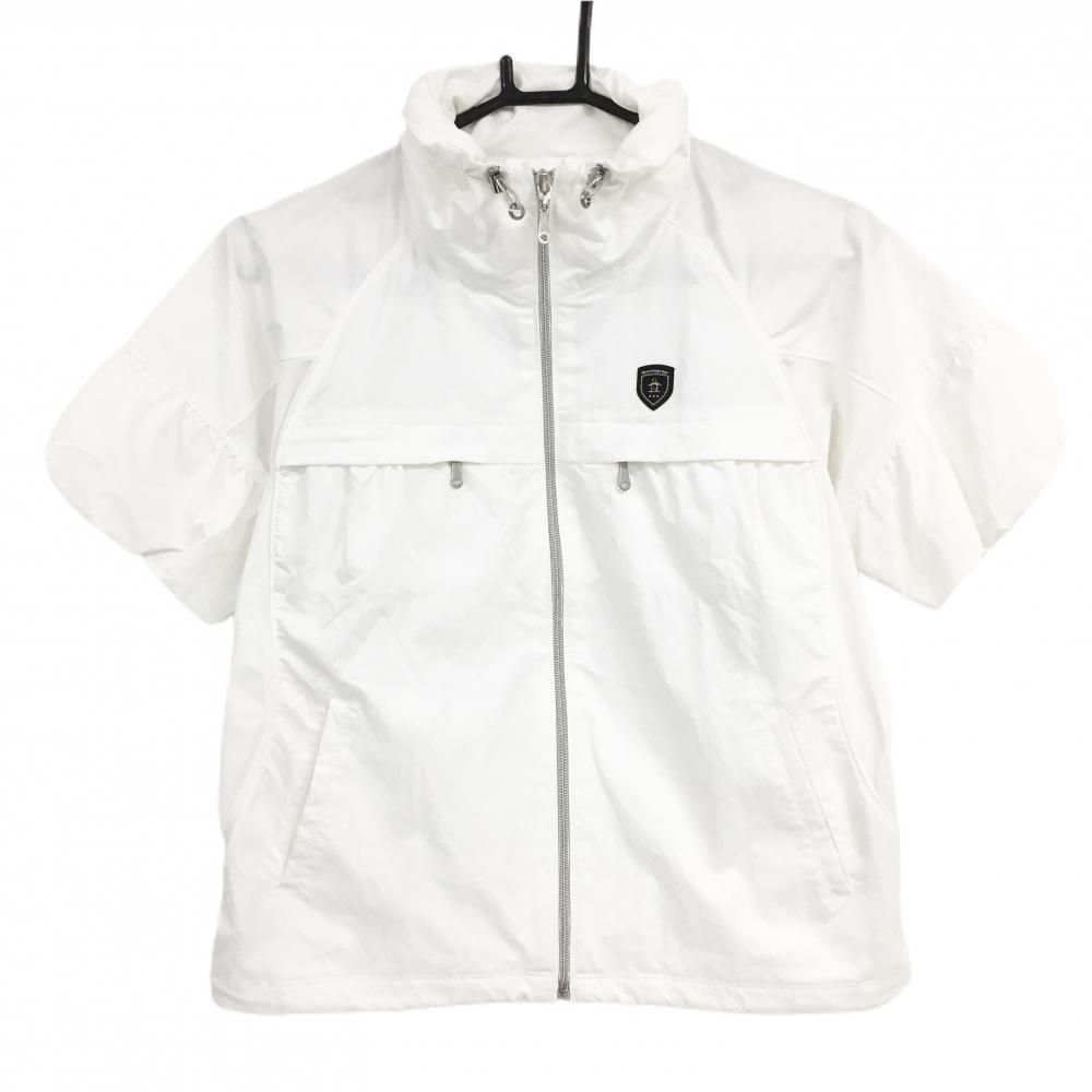 マンシングウェア 半袖ブルゾン 白 胸ポケット 袖口ゴム レディース M ゴルフウェア Munsingwear
