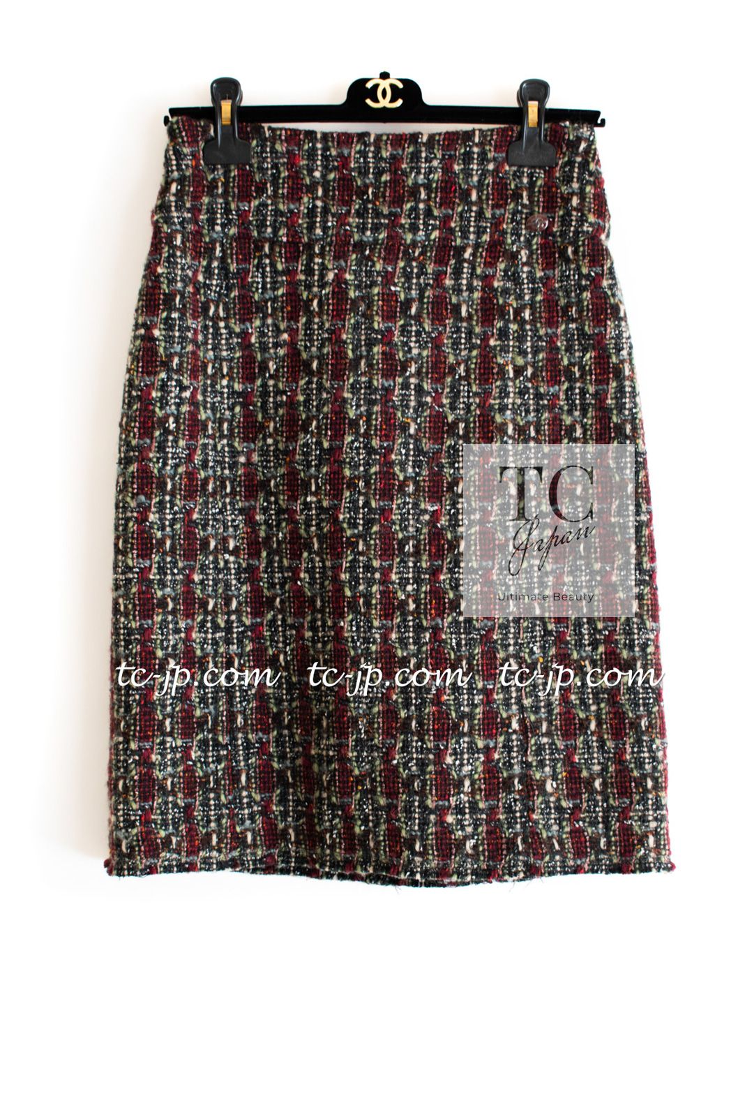 シャネル ジャケット スーツ CHANEL ワインレッド ブレイドトリミング