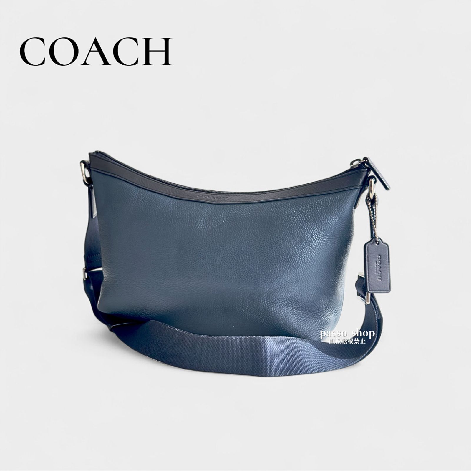COACH ロゴ入りショルダーバッグ ネイビー