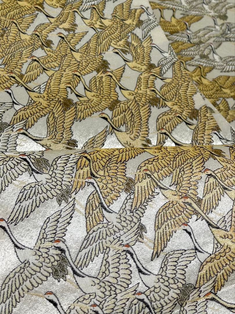 全通 袋帯 吉祥千羽鶴 鳥 金糸 銀糸 芯なし仕立て 正絹 - メルカリ
