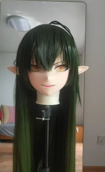 全頭マスク カツラ付き ロック付き NO.482 ドール ヘッドロリータ人形 コスプレ 変身 仮装 着ぐるみ kigurumi 二次元