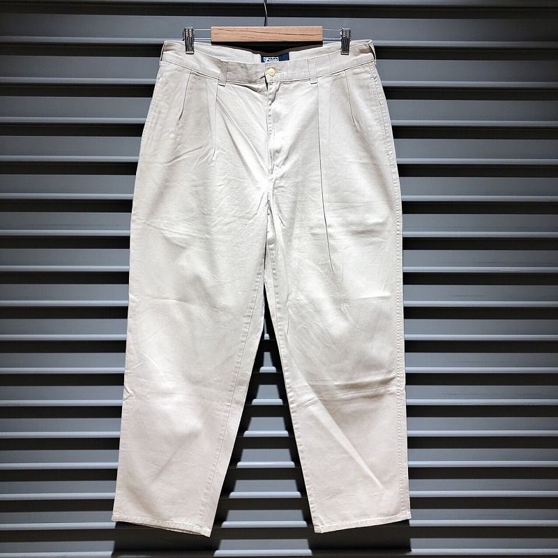 ポロ ラルフローレン Polo by Ralph Lauren チノパンツ ツータック 無地 初期タグ サイズ：W35.5 L31 ベージュ【PI】