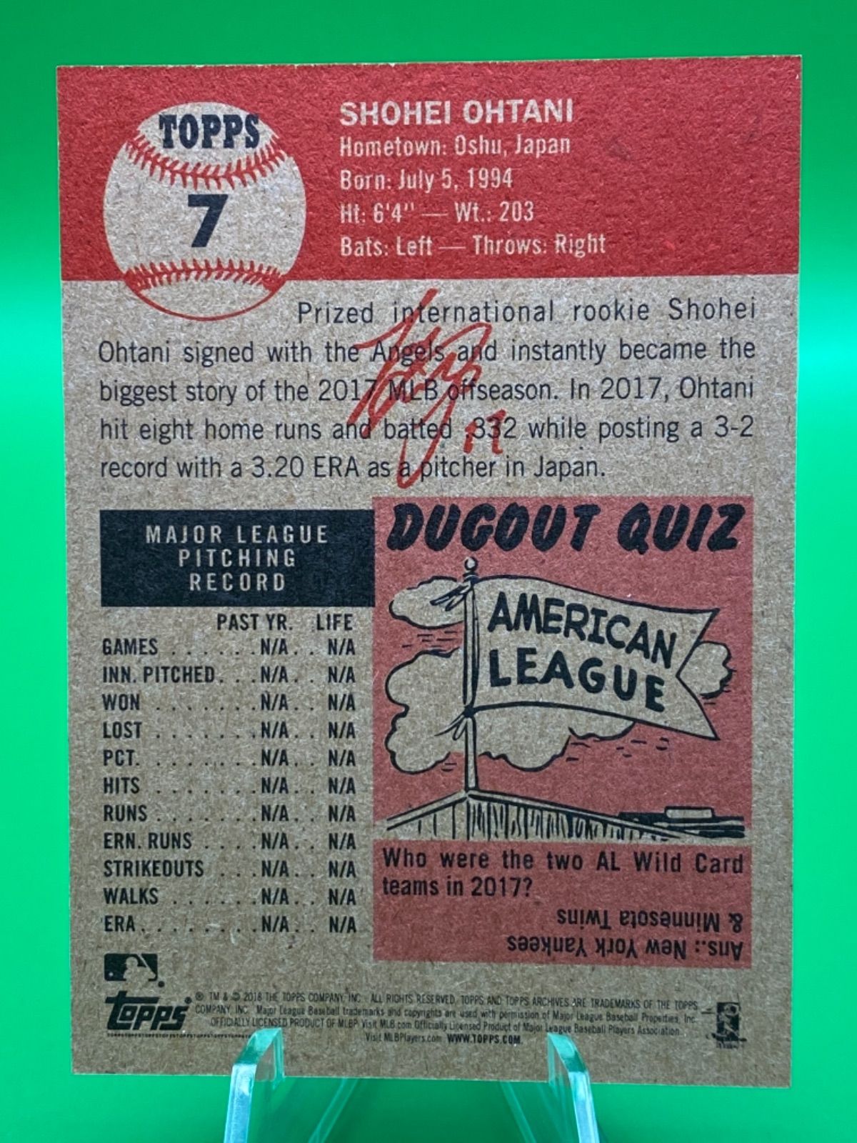 2018 Topps Living大谷翔平RC＃7 - メルカリ