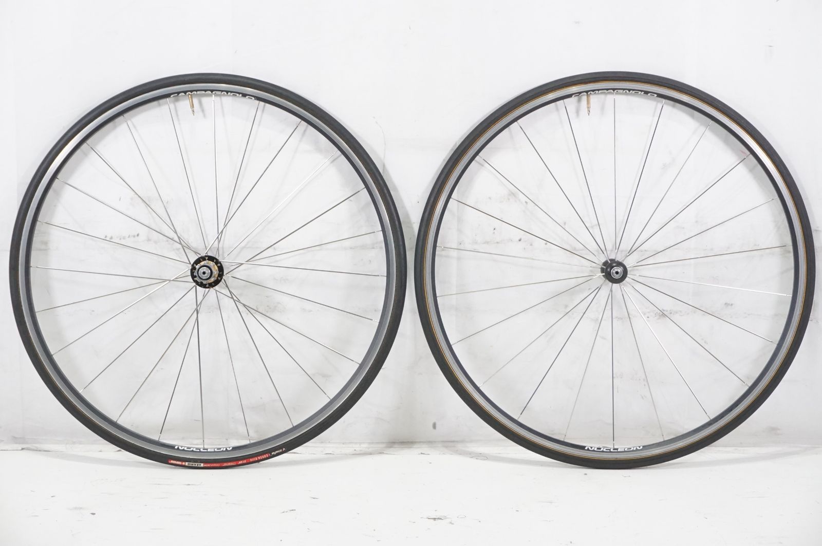 中古手組みチューブラーホイール前後セット カンパニョーロ レコード黒