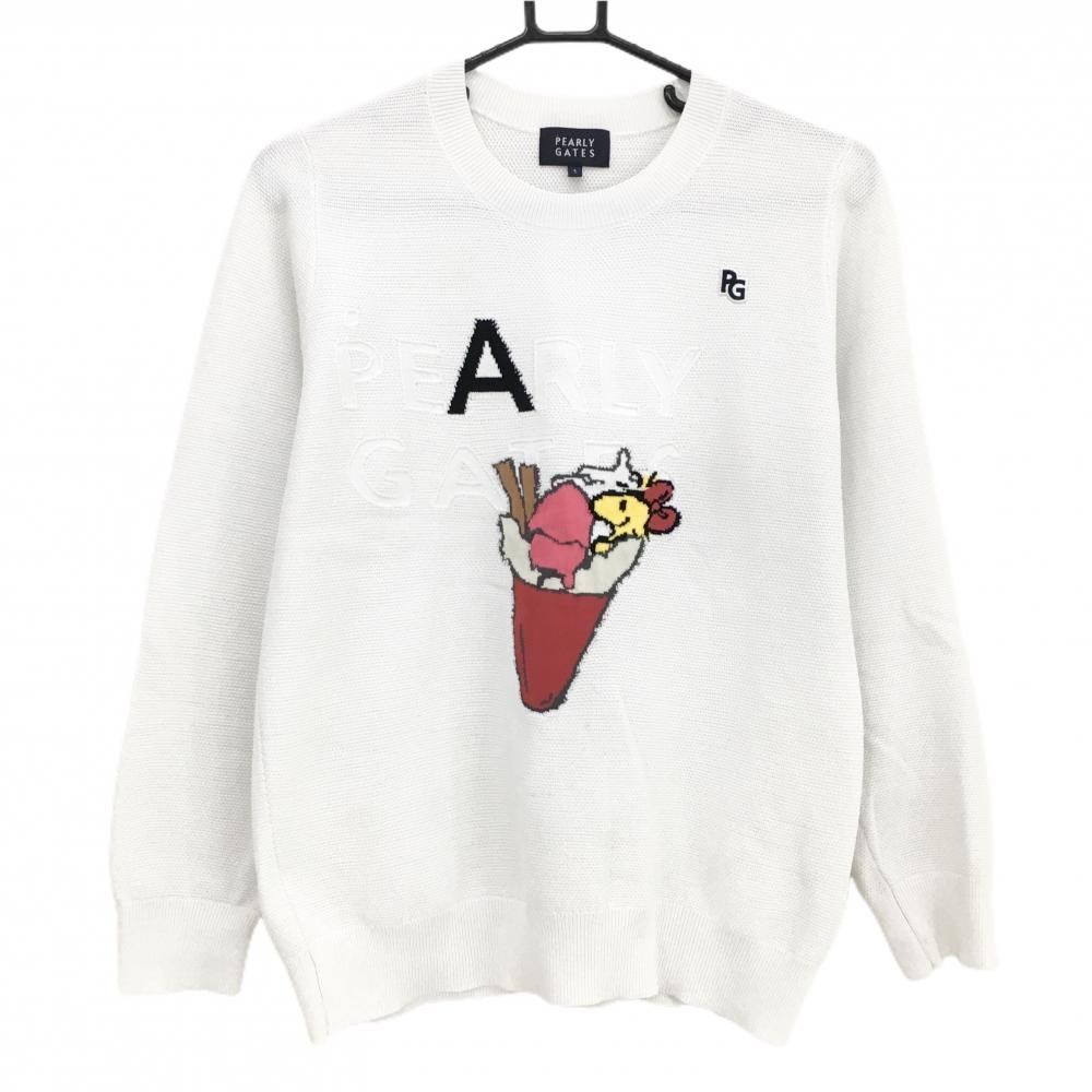 PEARLY GATES - パーリーゲイツ×PEANUTS セーター 白 ニット ウッドストック レディース 1(M) ゴルフウェア 2024年モデル 関東エリア限定 PEARLY GATES パーリーゲイツ×PEANUTS セーター 白 ニット ウッドストック