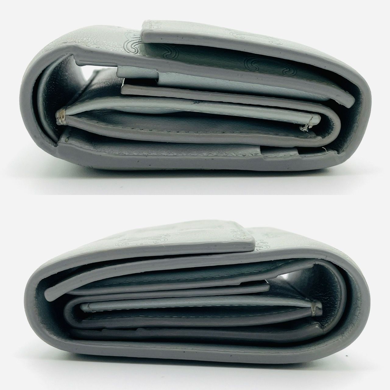 セリーヌ ロゴ レザー 三つ折り財布 グレー 系 CELINE セリーヌ 財布 レディース ブランド 三つ折り財布 レザー