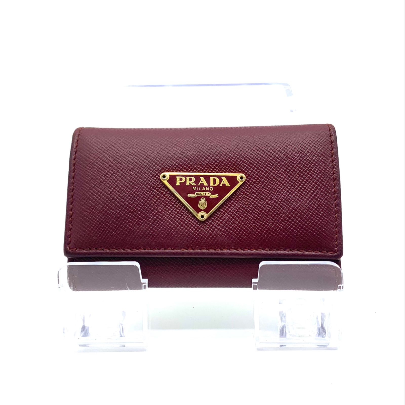 PRADA サフィアーノ レザー 6連キーケース 三角ロゴ ゴールド
