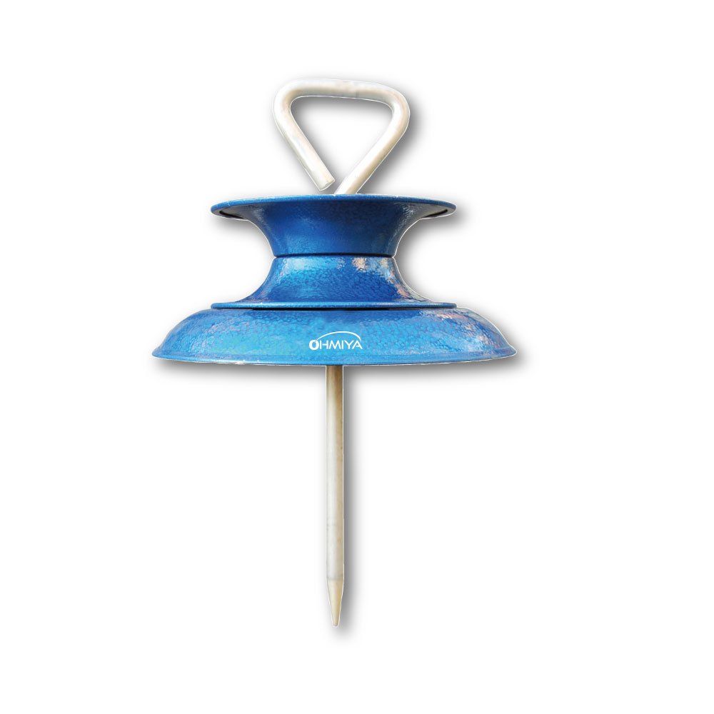 オーミヤ ホースローラー ウルトラタフアルミホースローラー 軽量耐蝕アルミA5052製 鉄杭 抜けにくい 幅広いサイズのホースに対応 直径25cm 高さ44.5cm 重量1.3kg ベアリング H-19 ブルー