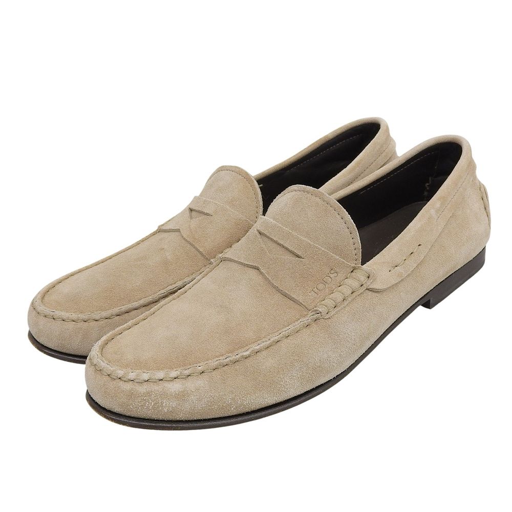 TOD S トッズ スエード ドライビング シューズ メンズ ベージュ 9
