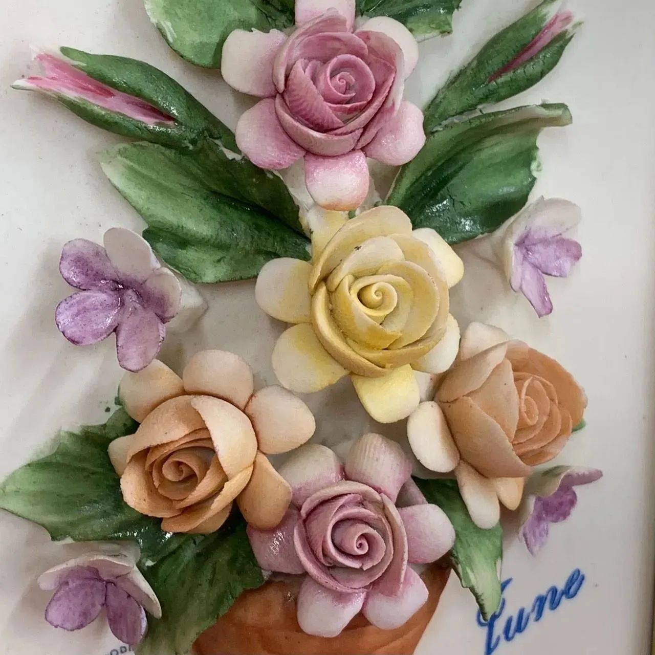 カポディモンテ 陶花 陶器 イタリア製 置物 フラワー 額 壁掛け レトロ イタリア製 zz WWW_IBETON_RU