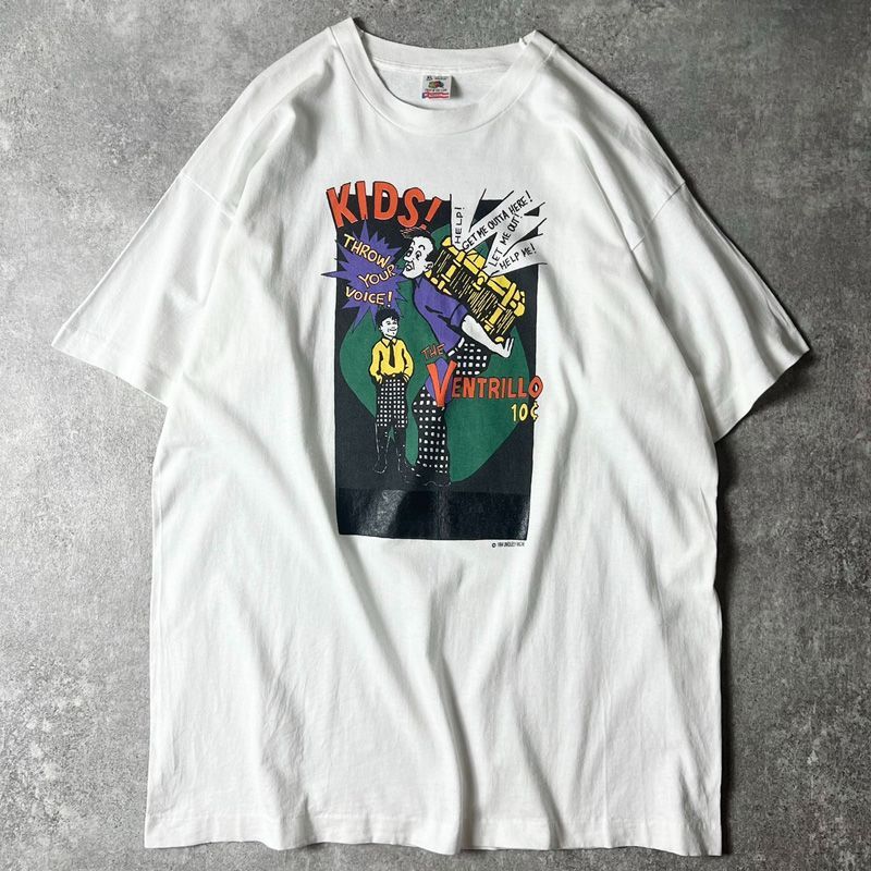 90s USA製 キャラクター メッセージ プリント 半袖 Tシャツ XL / 90