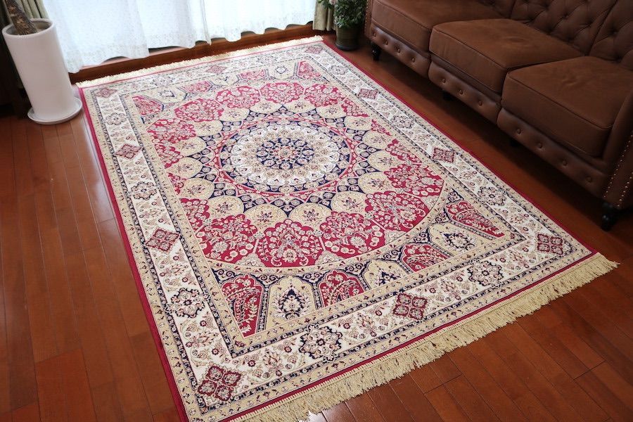 ペルシャ柄絨毯 160×230 新品未使用 ラグ カーペット レッド 訳あり ペルシャ柄絨毯 160×230 新品未使用 ラグ カーペット レッド 訳あり