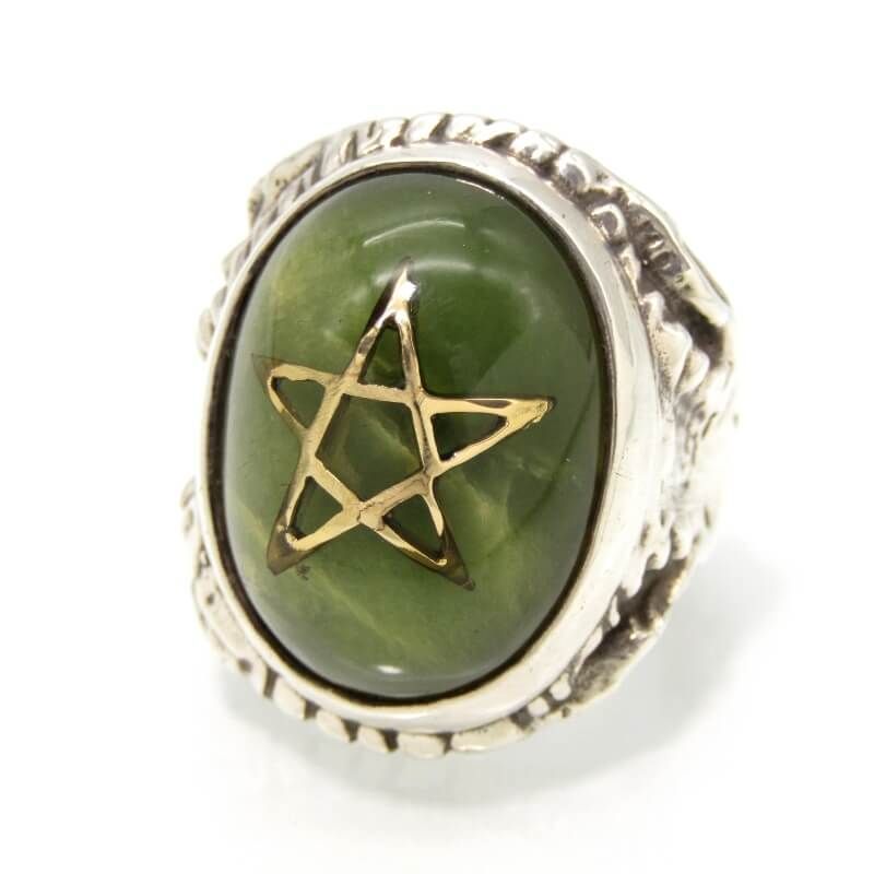 ALEX STREETER アレックスストリーター リング ANGEL HEART RING REAL JADE 10K GOLD STAR 翡翠 ヒスイ SV925 10.5号 28009949