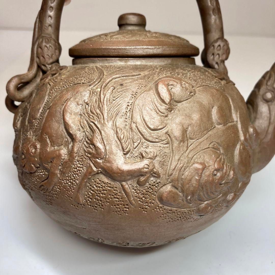 極上手　萬古焼　十二支急須　横幅約14.5㎝　東Y5-1215☆2Fトコチ 極上手 萬古焼 十二支急須 横幅約14.5㎝ 東Y5-1215☆2Fトコチ