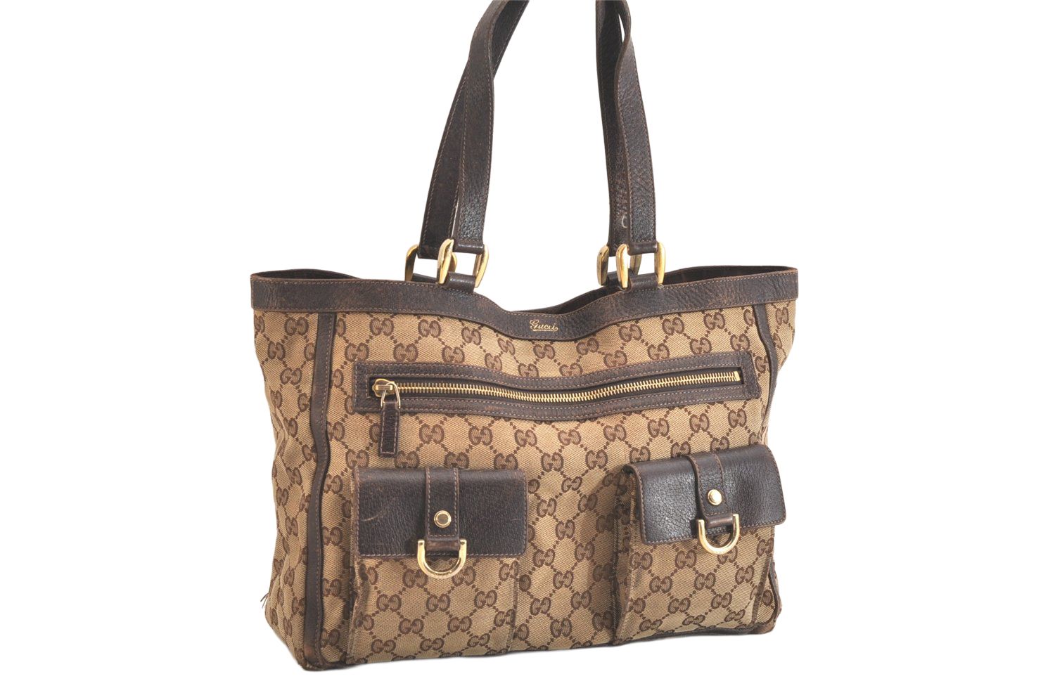 GUCCI グッチ アビー ショルダートートバッグ GGキャンバス レザー 146247 ブラウン 2786N