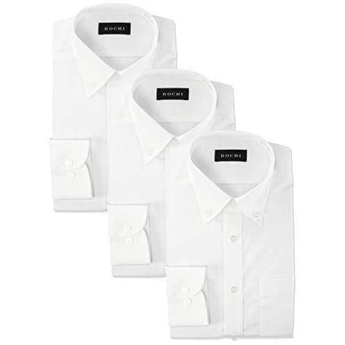 Size 首回り41cm裄丈82cm_Color 白 ボタンダウン 3 アオキ 長袖 シャツ3点セット 形態安定|抗菌防臭加工|綿高混率|立体縫製|ビジネス メンズ 白 ボタンダウン 3 首回り41cm裄丈82cm