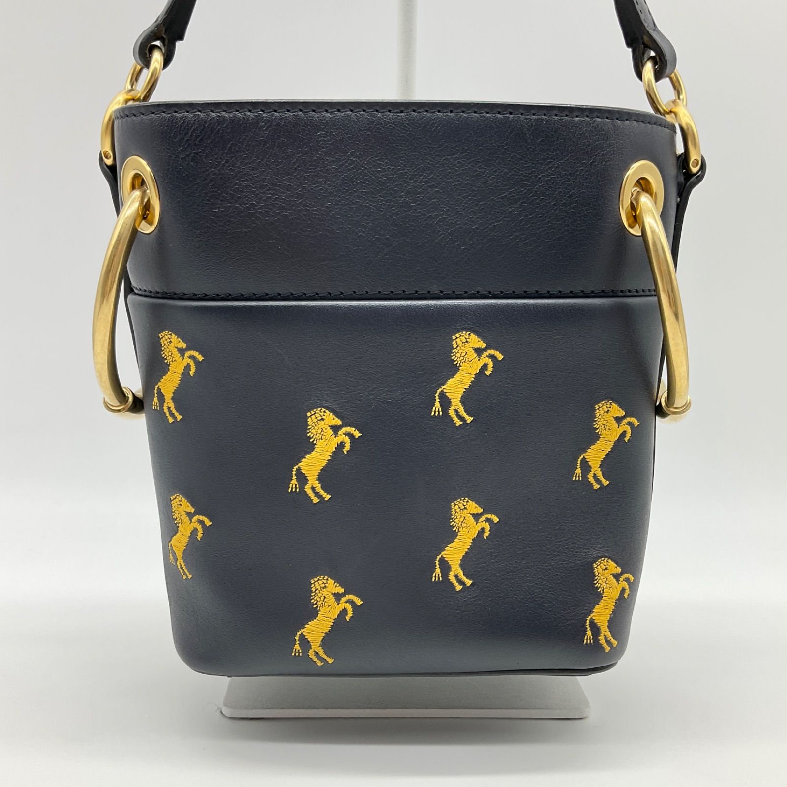 Chloe クロエ ROY ロイ ミニバケットバッグ ホース 馬 ネイビー