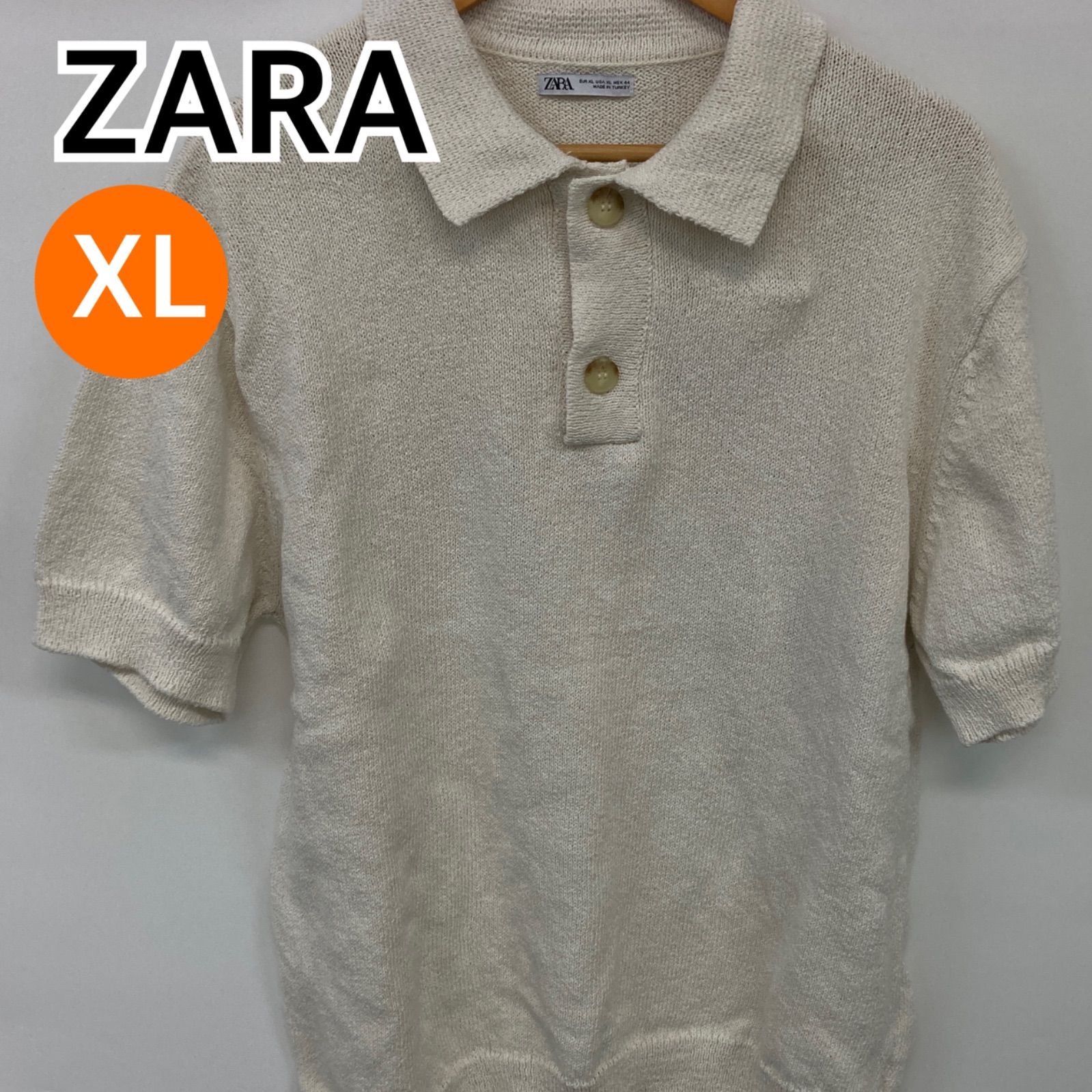 ZARA トップス 半袖 ポロシャツ ホワイト メンズ XL【CT1118】 ZARA ザラ トップス 半袖 ポロシャツ ホワイト メンズ