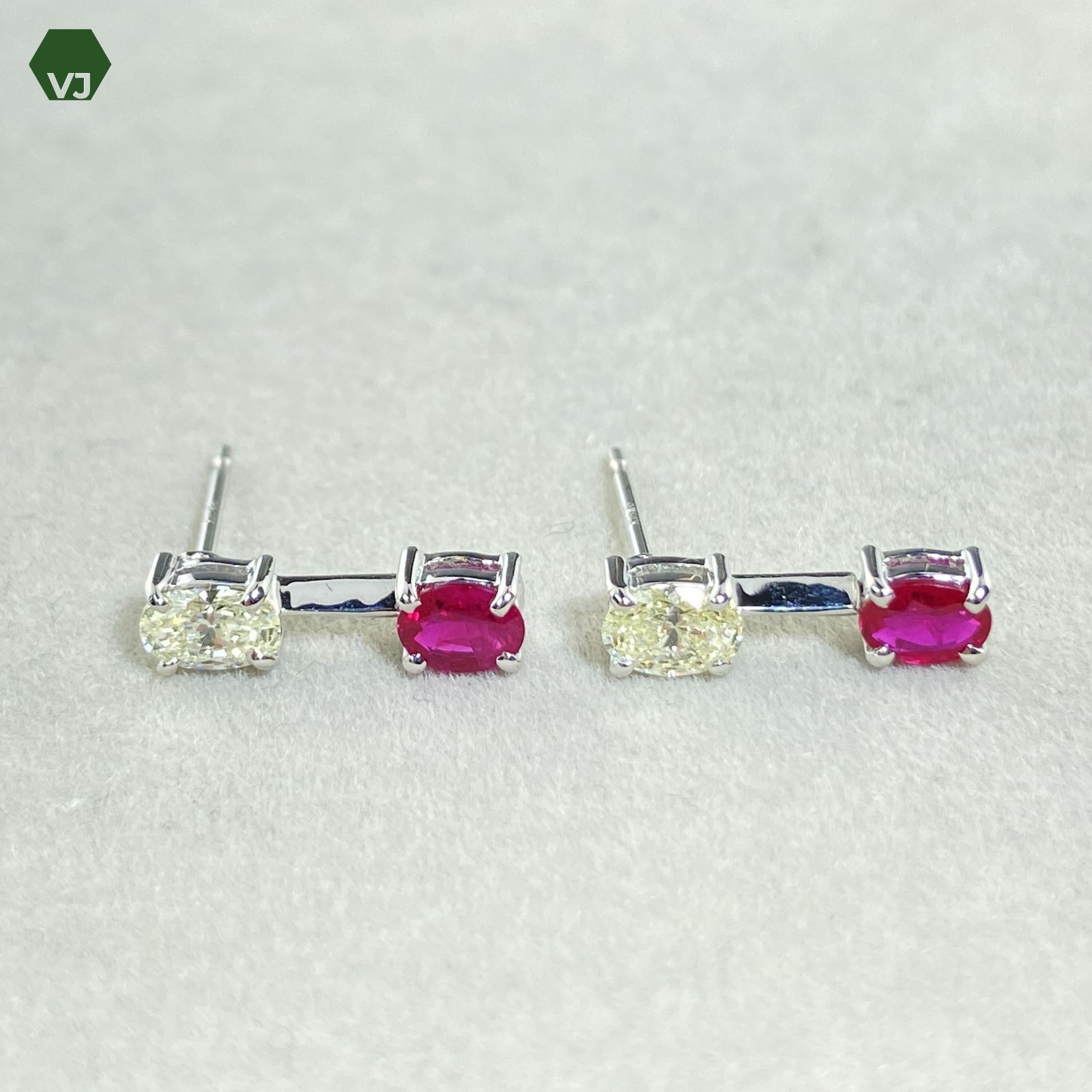 24-48】ルビー ダイヤモンド ピアス D0.492ct【中古】【K18WG】☆By 