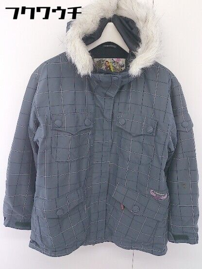 新品 kissmark スノボ ウェア L ファー ジャケット □ kissmark キスマーク チェック フェイクファー 長袖 スノー