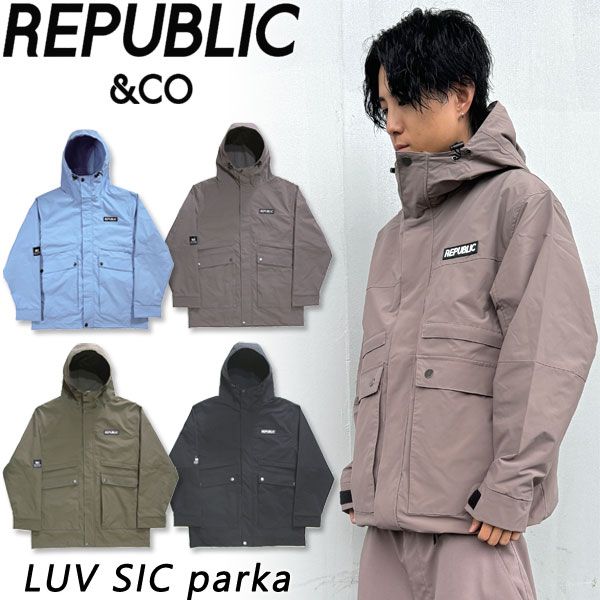 24-25 REPUBLIC - CO|リパブリック LUV SIC parka メンズ レディース 撥水加工ジャケット スノーボードウェア スノーウェアー 2025