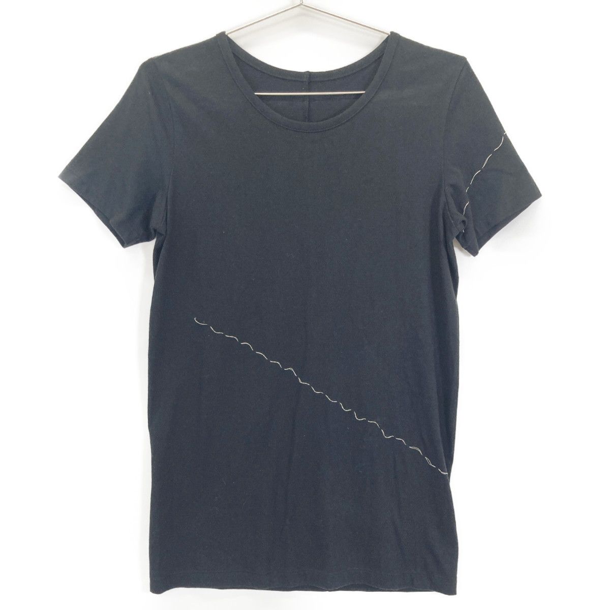 Yohji Yamamoto ヨウジヤマモト FD-T18-084 ﾌﾞﾗｯｸ ｽﾃｯﾁﾃﾞｻﾞｲﾝ ｸﾙｰﾈｯｸTｼｬﾂ 2