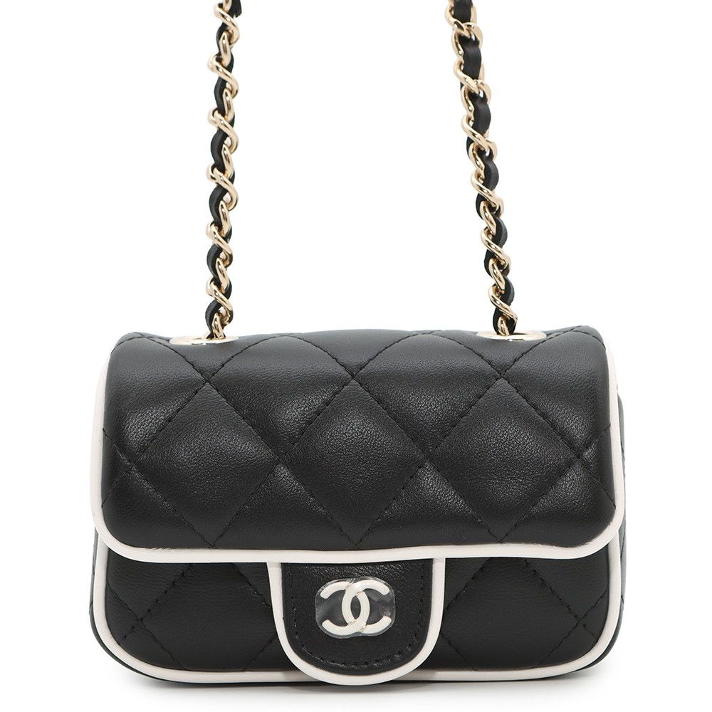 CHANEL シャネル ラムスキン ココマーク マトラッセ ミニクラッチバッグ CHANEL シャネル クラッチバッグ マトラッセ ココマーク 黒