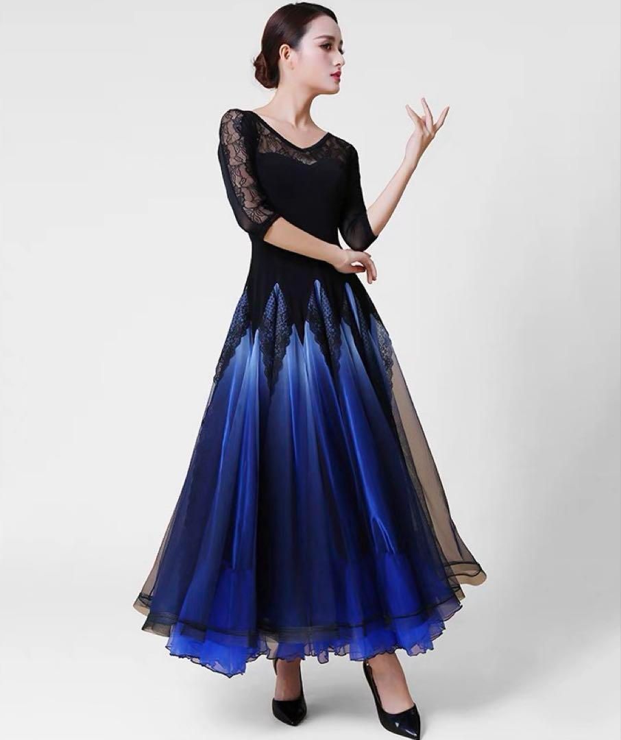 社交ダンスドレス スタンダードドレス 黒×ローズレッド　発表会や練習用にも✨ 新品未使用 社交ダンスドレス スタンダードドレス 黒×ローズレッド