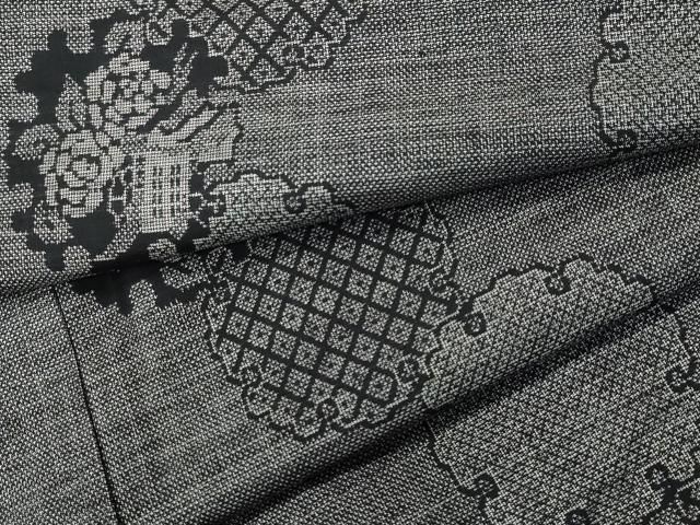 平和屋着物○本場大島紬 9マルキ 雪輪重ね花文 正絹 逸品 CABB0116gh
