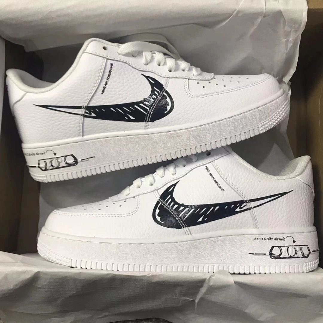 スニーカー Nike Air Force 1 Low Sketch White  Original Nike Air Force 1 Low Sketch In White Black Style