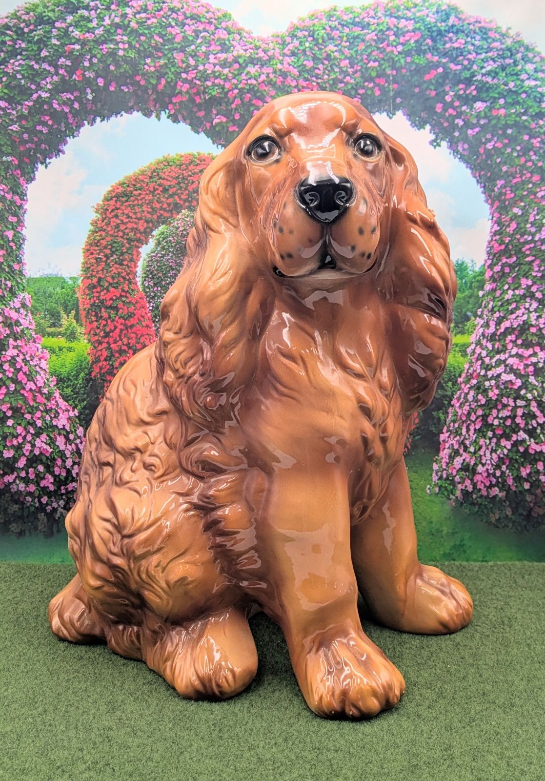 イタリア製　陶器　置物　コッカースパニエル　オブジェ　犬 陶器製 犬の置物 コッカースパニエル ハンドペイント イタリア製 高さ