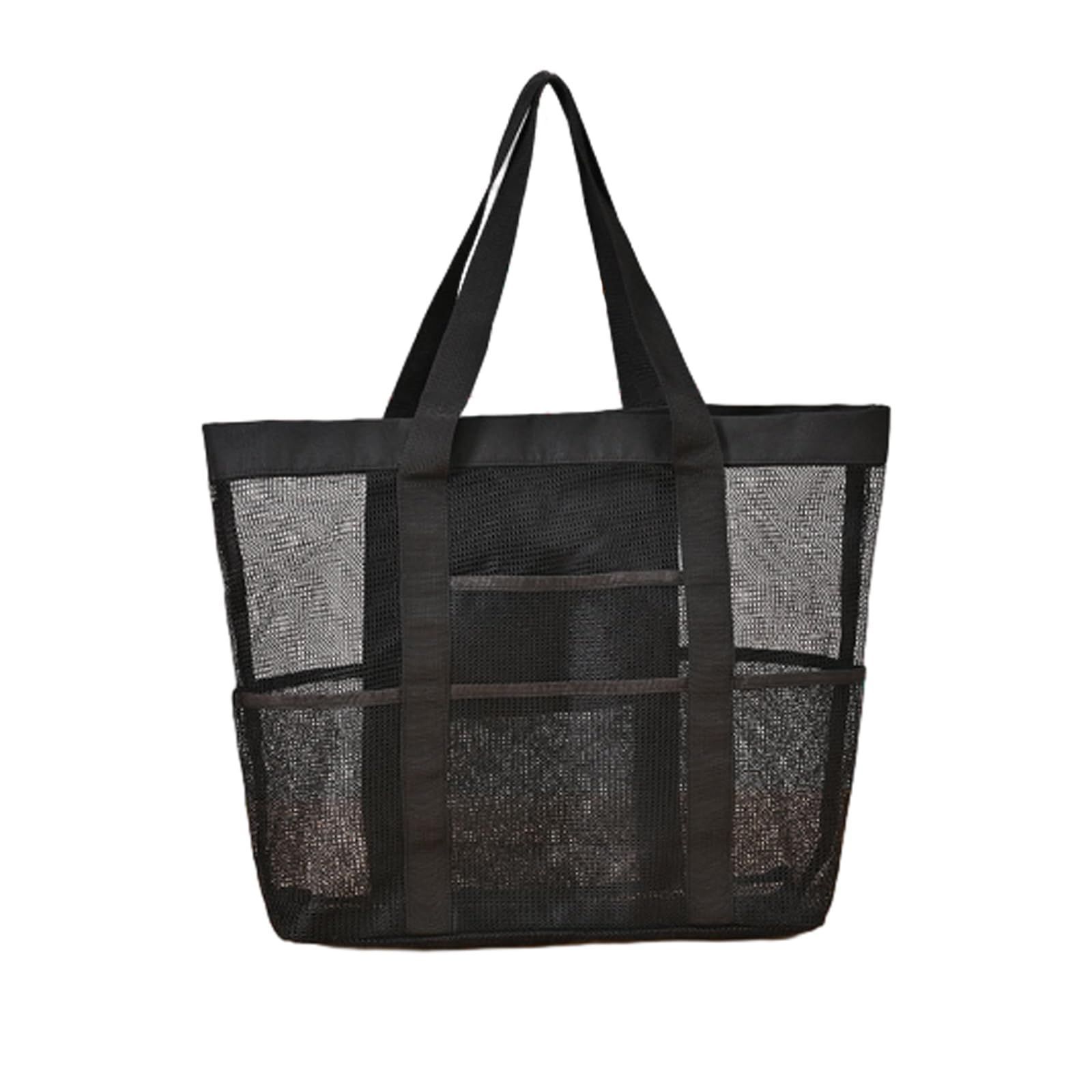 まもなく終了 Phyxiul メッシュビーチバッグ 大容量ネット 旅行用収納トート 折りたたみ式 多用途 プール用