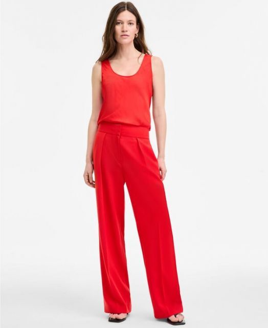 【送料無料】 バースリー レディース カジュアルパンツ ボトムス Women's High-Rise Wide-Leg Pants Bisou Red