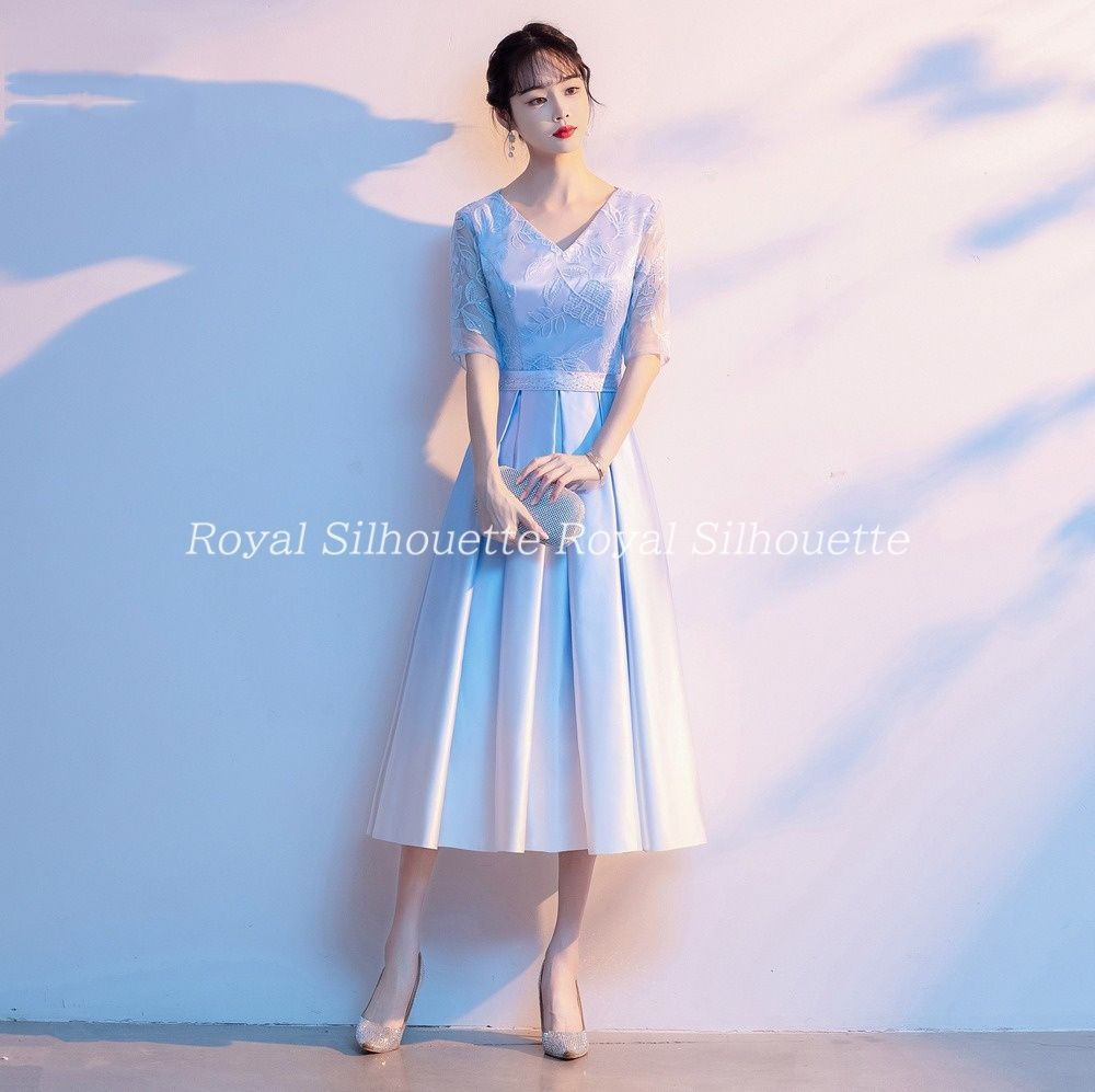 ロングドレス　イブニングドレス　謝恩会　発表会　結婚式　ブルー　水色　お姫様 ドレス パーティードレス ブルー 水色 青 結婚式 パーティー
