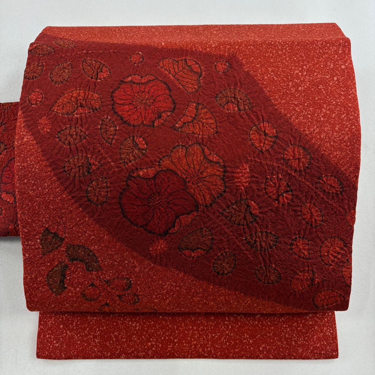 名古屋帯 名品 辻が花 赤茶 正絹