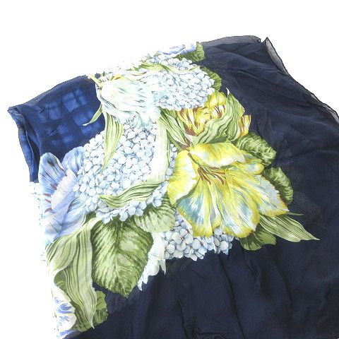 グッチ GUCCI スカーフ 大判 花柄 シルク100 ネイビー 紺 - メルカリ