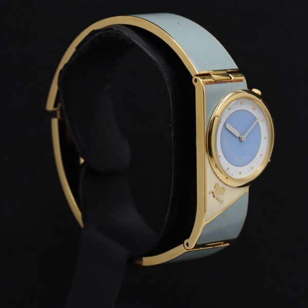 稼働 クレージュ 2P20-029A バングルウォッチ QZ ライトブルー