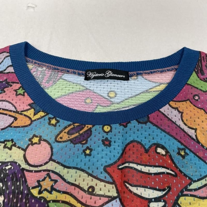 【有名ブランド大集合】 HYSTERIC GLAMOUR ヒステリックグラマー カットソー 半袖 半袖 Tシャツ MORE FUN柄 ワンピース 総柄 マルチ 01211NO02