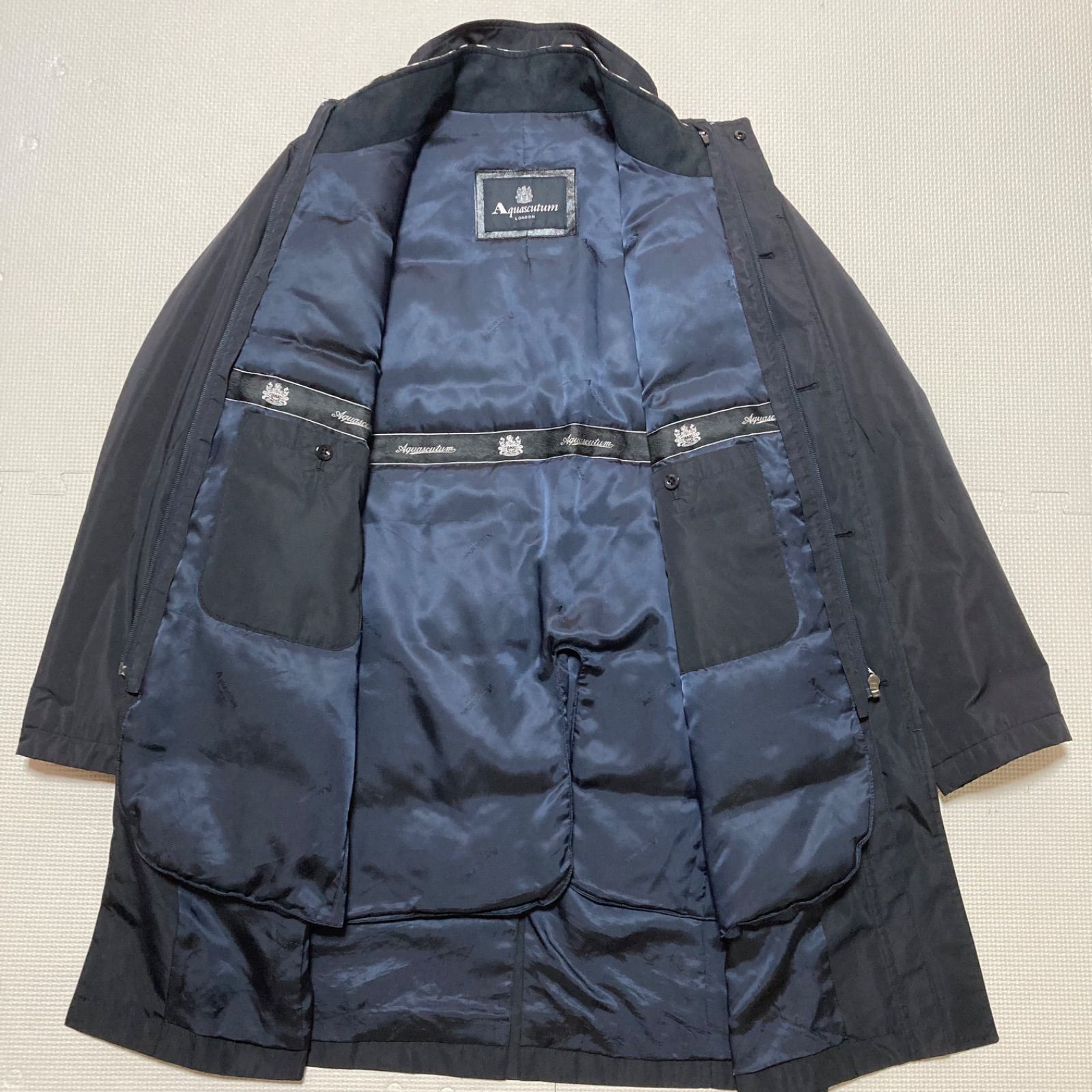 □希少シルク混□Aquascutum アクアスキュータム ダウンライナー付き