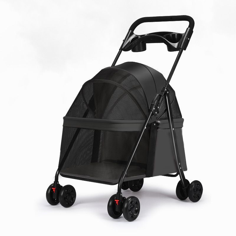 美品 軽量ペットカート ワンタッチ折りたたみ グレー 軽量3.7kg