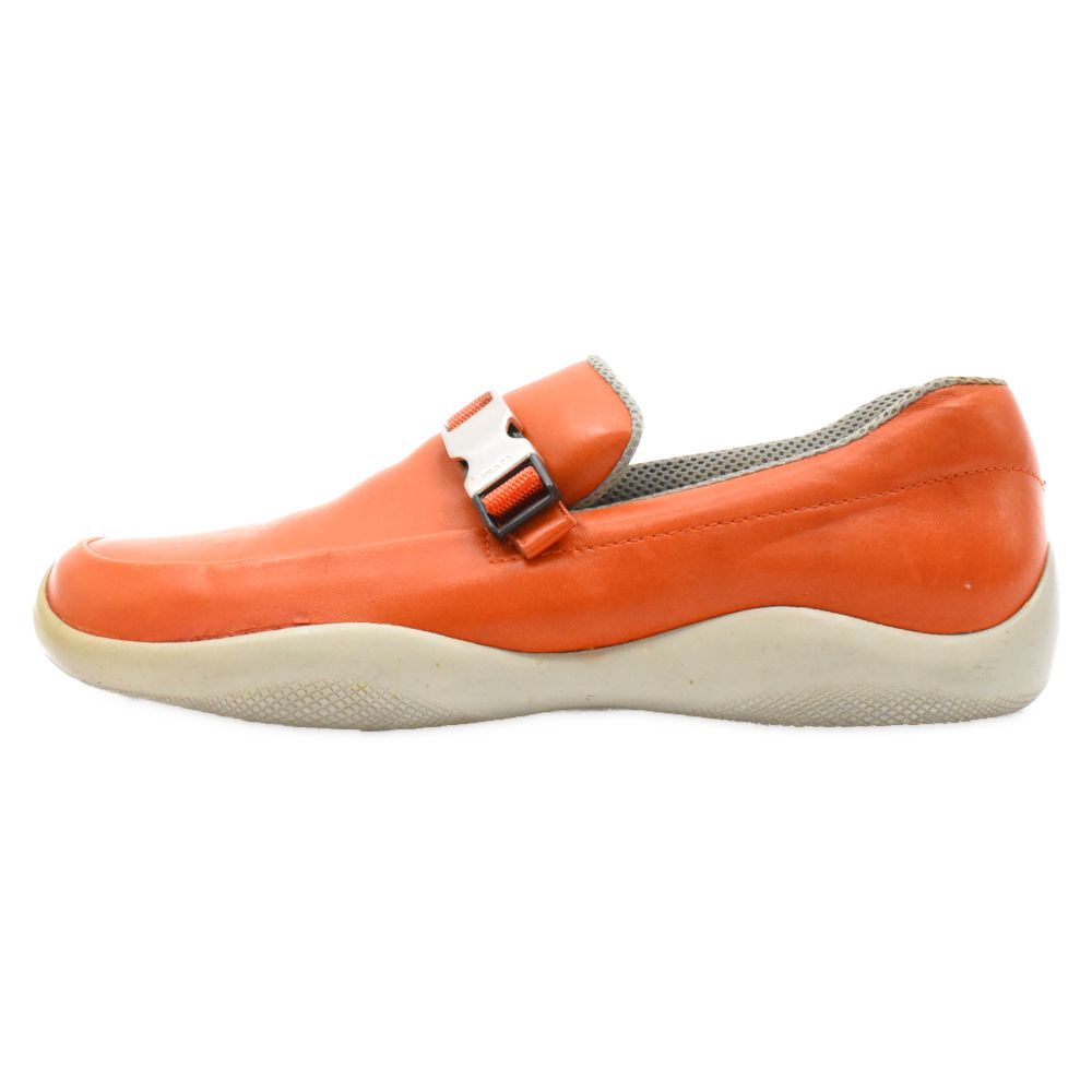 PRADA プラダ ベルト付きレザースリッポン オレンジ PRADA (プラダ) ベルト付きレザースリッポン オレンジ - メルカリ