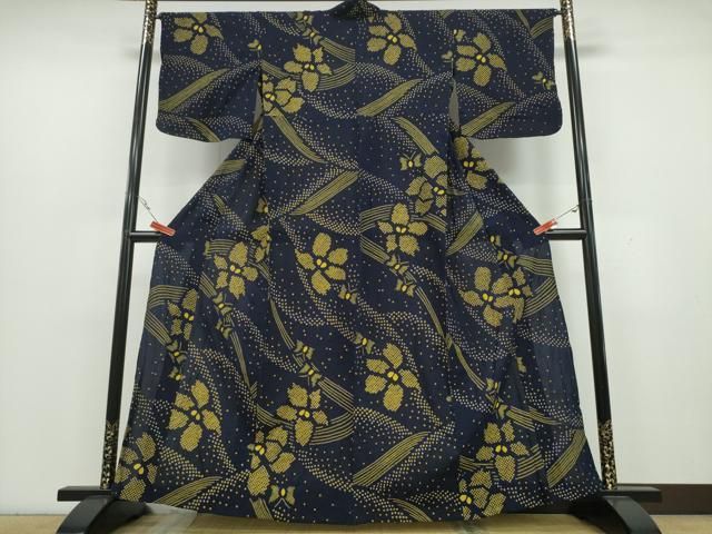 平和屋着物∴夏物 浴衣 有松鳴海絞り 舞蝶花文 綿 CAAY4651