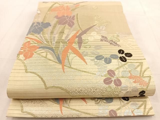 平和屋着物○アンティーク 大正ロマン 訪問着 刺繍 枝花文 暈し染め