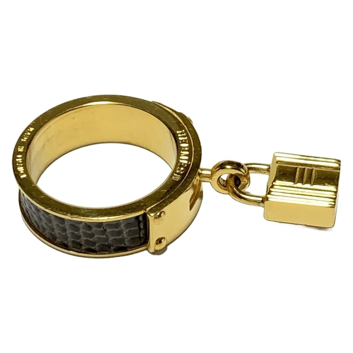 HERMES(エルメス) スカーフリング ケリー ゴールド×ダークグレー