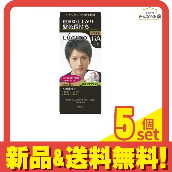 LUCIDO(ルシード) ワンプッシュケアカラー 6A アッシュブラウン [1剤50g+2剤50g] 1個 5個セット まとめ売り